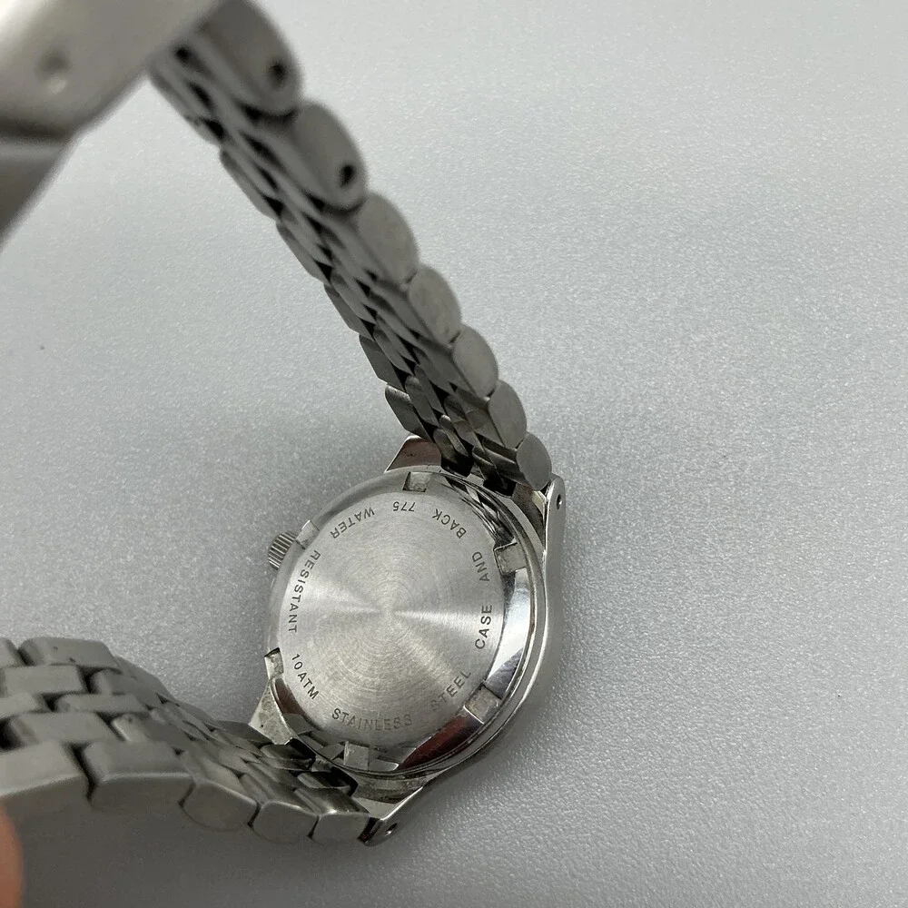 Helms Womens Watch 25mm Silver Tone Stainless 10 ATM Date New Battery 5.75